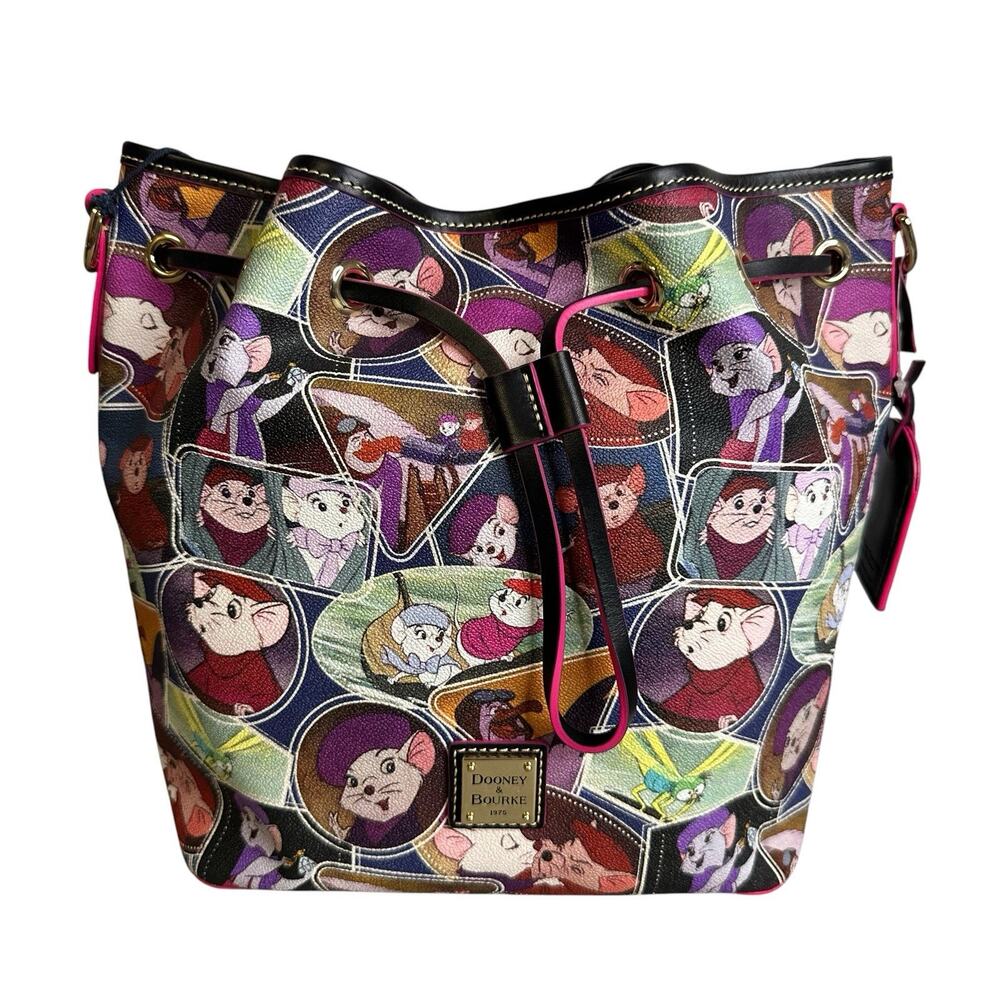 Dooney & Bourke Disney The Rescuers Drawstring Bucket Shoulder Purse Bag New
